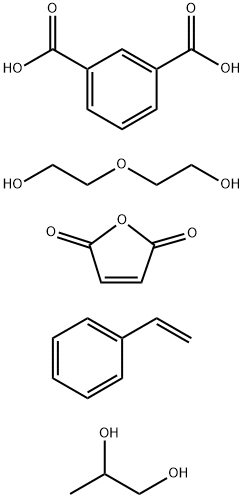 1,3-Benzenedicarboxylic acid, polymer with ethenylbenzene, 2,5-furandione, 2,2-oxybisethanol and 1,2-propanediol Struktur