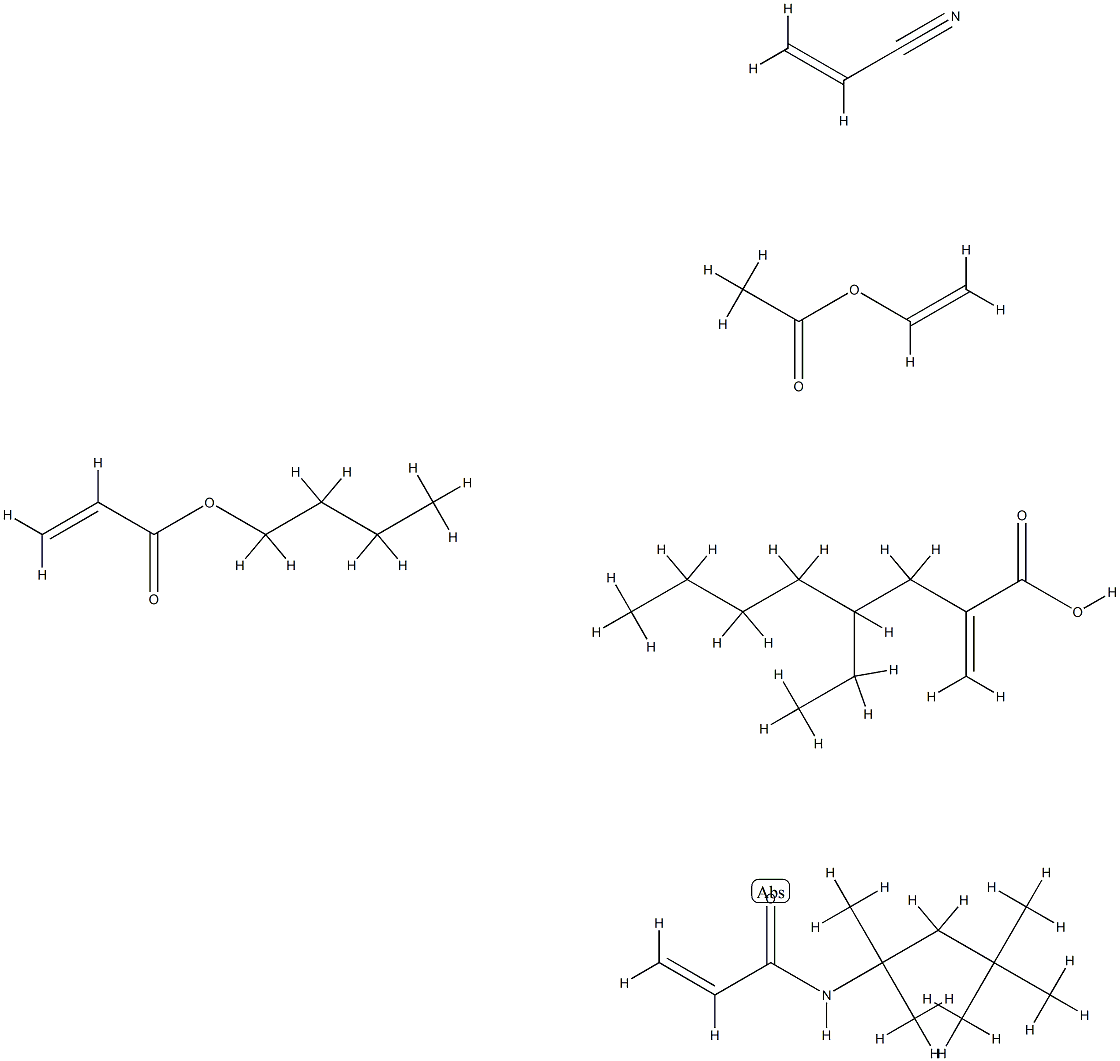 2-Propenoic acid, butyl ester, polymer with ethenyl acetate, 2-ethylhexyl 2-propenoate, 2-propenenitrile and N-(1,1,3,3-tetramethylbutyl)-2-propenamide Struktur