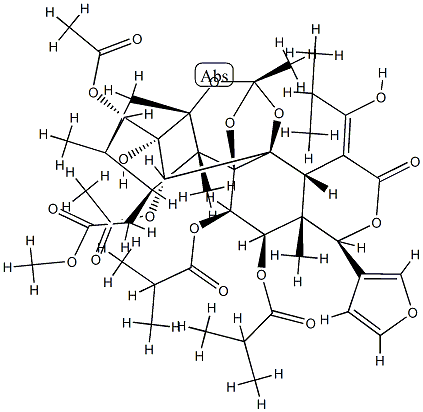 15-[(Z)-1-Hydroxy-2-methylpropylidene]-11α,12α-bis(2-methyl-1-oxopropoxy)phragmalin 3,30-diacetate Struktur