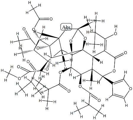 15-[(Z)-1-Hydroxy-2-methylpropylidene]-11α,12α-bis(2-methyl-1-oxopropoxy)phragmalin 2,3-diacetate 30-(2-methylpropanoate) Struktur