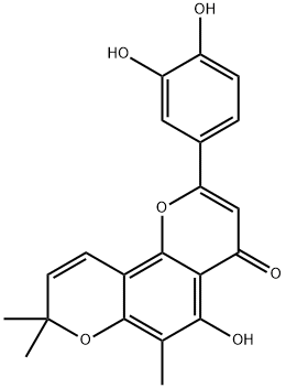 2-(3,4-Dihydroxyphenyl)-5-hydroxy-6,8,8-trimethyl-4H,8H-benzo[1,2-b:3,4-b']dipyran-4-one Struktur