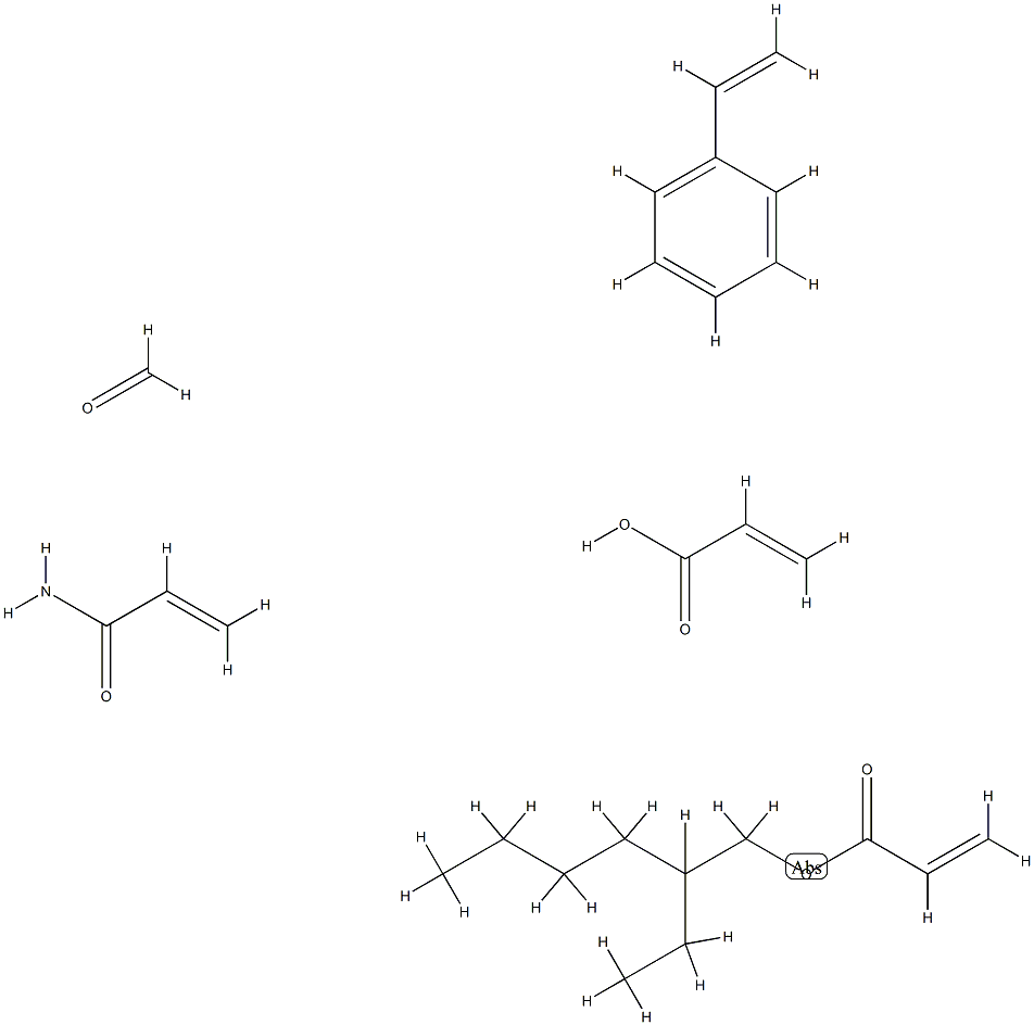 2-Propenoic acid, polymer with ethenylbenzene, 2-ethylhexyl 2-propenoate and 2-propenamide, reaction products with formaldehyde, butylated Struktur