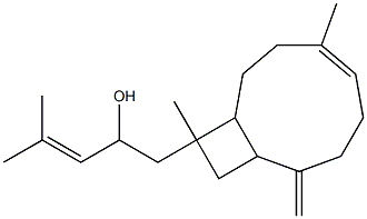 6,10-Dimethyl-2-methylene-α-(2-methyl-1-propenyl)bicyclo[7.2.0]undec-5-ene-10-ethanol Struktur