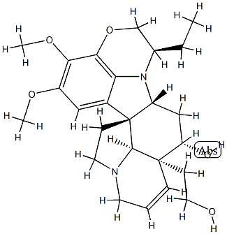 6,7-Didehydro-22α-ethyl-15,16-dimethoxy-4,25-secoobscurinervan-4β-ol Struktur