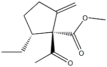 Cyclopentanecarboxylic acid, 1-acetyl-2-ethyl-5-methylene-, methyl ester, (1R,2R)-rel- (9CI) Struktur