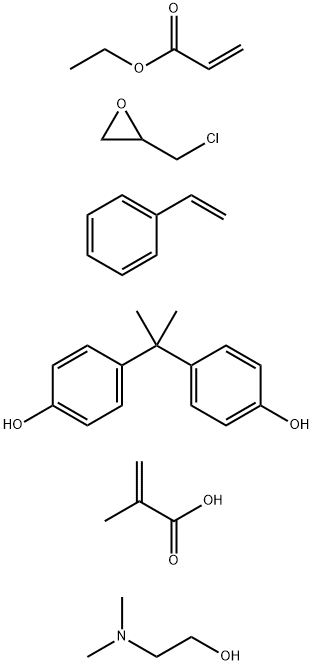 2-Propenoic acid, 2-methl-, polymer with (chloromethyl)oxirane, ethenylbenzene, ethyl 2-propenoate and 4,4'-(1-methylethylidene)-bis (phenol), compd with 2-(dimethylamino) ethanol Struktur