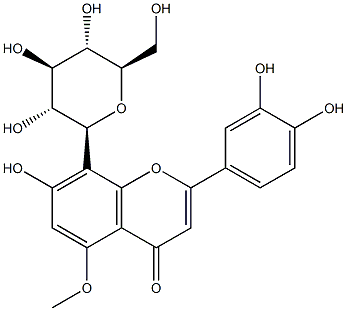 2-(3,4-Dihydroxyphenyl)-8-β-D-glucopyranosyl-7-hydroxy-5-methoxy-4H-1-benzopyran-4-one Struktur