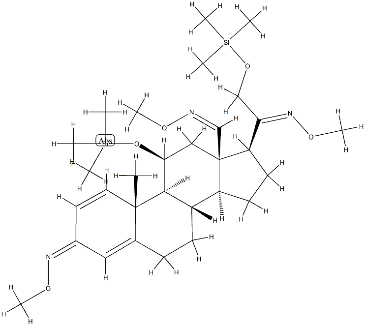 3,20-Bis(methoxyimino)-11β,21-bis(trimethylsiloxy)pregna-1,4-dien-18-al O-methyl oxime Struktur