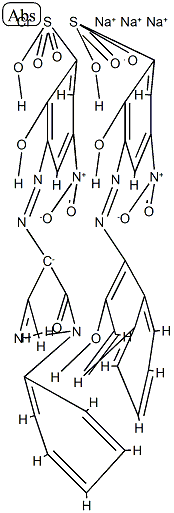 trisodium [3-[(4,5-dihydro-3-methyl-5-oxo-1-phenyl-1H-pyrazol-4-yl)azo]-2-hydroxy-5-nitrobenzenesulphonato(3-)][2-hydroxy-3-[(2-hydroxy-1-naphthyl)azo]-5-nitrobenzenesulphonato(3-)]chromate(3-) Struktur