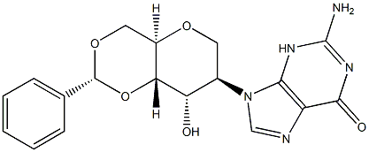 2-(6-aMino-9H-purin-9-yl)-1,5-anhydro-2-deoxy-4,6-O-[(R)-phenylMethylene]-D-Altritol Struktur