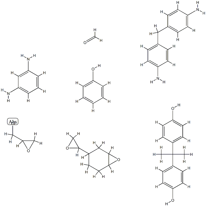 Formaldehyde, polymer with 1,3-benzenediamine, (chloromethyl)oxirane, 4,4'-methylenebis[benzenamine], 4,4'-(1-methylethylidene)bis[phenol], 3-oxiranyl-7-oxabicyclo[4.1.0]heptane and phenol Struktur