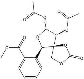 3-C-(Hydroxymethyl)-α-D-xylofuranose 1,2-diacetate 5-benzoate 3,3-carbonate Struktur