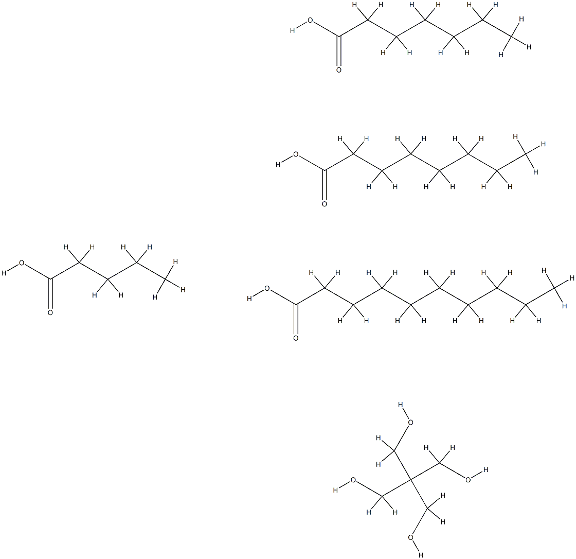 Decanoic acid, mixed esters with heptanoic acid, octanoic acid, pentaerythritol and valeric acid  Struktur