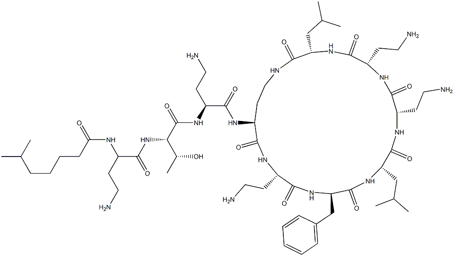 N2-(6-Methylheptanoyl-L-A2bu-L-Thr-L-A2bu-)cyclo(L-A2bu*-L-A2bu-D-Phe-L-Leu-L-A2bu-L-A2bu-L-Leu-) Struktur