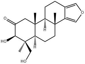 3β-Hydroxy-4β-hydroxymethyl-4,8-dimethyl-18-nor-16-oxa-5α-androsta-13(17),14-dien-2-one Struktur