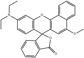 10-(diethylamino)-5-methoxyspiro[7H-benzo[c]xanthene-7,1'(3'H)-isobenzofuran]-3'-one Struktur