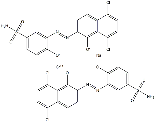 Chromate(1-), bis[3-[(5,8-dichloro-1-hydroxy- 2-naphthalenyl)azo]-4-hydroxybenzenesulfonamidato (2-)]-, sodium Struktur