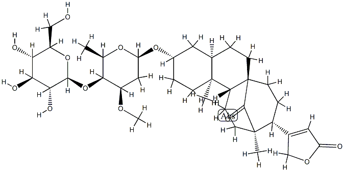 3β-[(2,6-Dideoxy-4-O-β-D-glucopyranosyl-3-O-methyl-β-D-lyxo-hexopyranosyl)oxy]-14-oxo-8,15-cyclo-14,15-seco-5β-card-20(22)-enolide Struktur