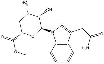 1-[3-(2-Amino-2-oxoethyl)-1H-indol-1-yl]-1,4-dideoxy-α-D-lyxo-hexopyranuronic acid methyl ester Struktur