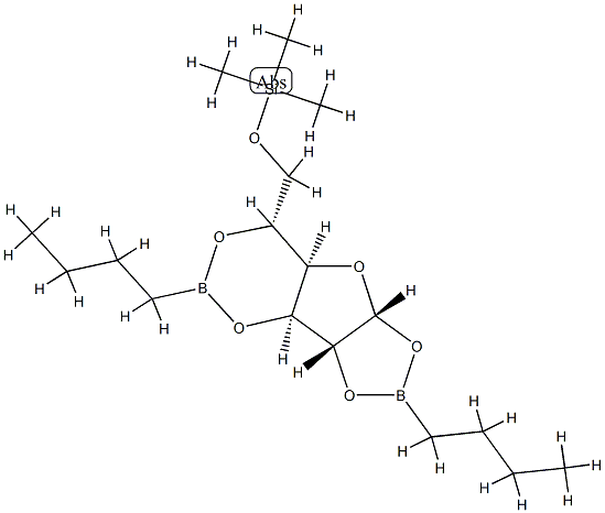 6-O-(Trimethylsilyl)-1-O,2-O-(butylboranediyl)-3-O,5-O-(butylboranediyl)-α-D-glucofuranose Struktur