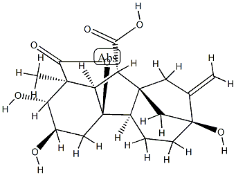 2β,3α,4aα,7-Tetrahydroxy-1β-methyl-8-methylenegibbane-1α,10β-dicarboxylic acid 1,4a-lactone Struktur