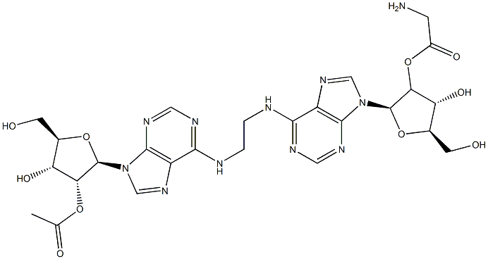 (2)'(3')-O-acetyl-2'(3')-O-glycyl-1,2-di(adenosine-N(6)-yl)ethane Struktur