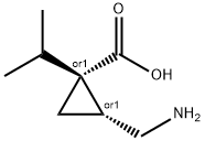 Cyclopropanecarboxylic acid, 2-(aminomethyl)-1-(1-methylethyl)-, (1R,2R)-rel- (9CI) Struktur