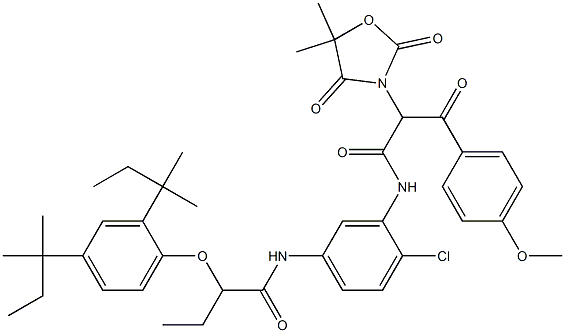 α-(4-Methoxybenzoyl)-α-(2,4-dioxo-5,5-dimethyloxazolidin-3-yl)-5'-[α-(2,4-di-tert-pentylphenoxy)butanoylamino]-2'-chloroacetanilide Struktur