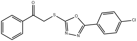 2-{[5-(4-chlorophenyl)-1,3,4-oxadiazol-2-yl]sulfanyl}-1-phenylethanone Struktur