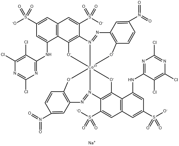 cobaltate(5-), bis[4-hydroxy-3-[(2-hydroxy-5-nitrophenyl)azo]-5-[(2,5,6-trichlo Struktur