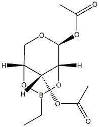 2-O,4-O-(Ethylboranediyl)-β-D-ribopyranose 1,3-diacetate Struktur