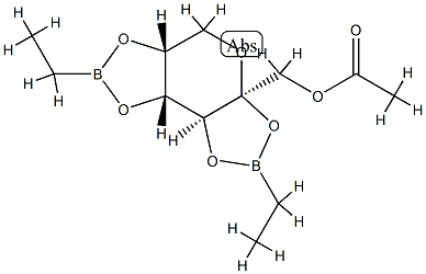 2-O,3-O:4-O,5-O-Bis(ethylboranediyl)-β-D-fructopyranose 1-acetate Struktur