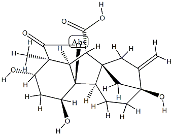 2β,4α,4aα,7-Tetrahydroxy-1β-methyl-8-methylenegibbane-1α,10β-dicarboxylic acid 1,4a-lactone Struktur