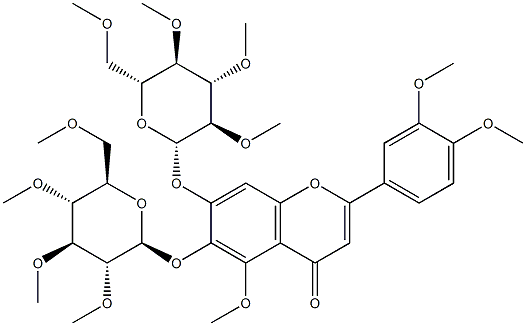 2-(3,4-Dimethoxyphenyl)-5-methoxy-6,7-bis[(2-O,3-O,4-O,6-O-tetramethyl-β-D-glucopyranosyl)oxy]-4H-1-benzopyran-4-one Struktur