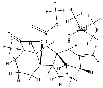 [4aα-Hydroxy-1-methyl-8-methylene-9β-[(trimethylsilyl)oxy]gibbane-1α,10β-dicarboxylic acid 10-methyl]1,4a-lactone Struktur