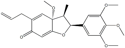 (2S)-3,3a-Dihydro-3aβ-methoxy-3α-methyl-5-(2-propenyl)-2α-(3,4,5-trimethoxyphenyl)-6(2H)-benzofuranone Struktur