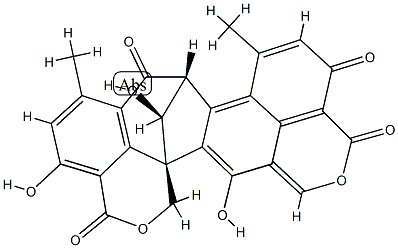 (8R,15bS,16S)-4,11,16-Trihydroxy-6,9-dimethyl-7H-8,15b-methano-1H,3H,12H-benzo[de]cyclohepta[1,2-g:3,4,5-d'e']bis[2]benzopyran-3,7,12,15(8H)-tetrone Struktur