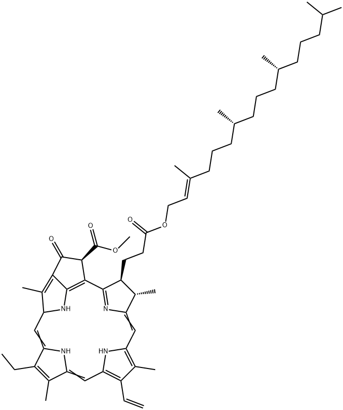 (132S,17S,18S)-31,32-Didehydro-132-(methoxycarbonyl)-17,18-dihydrophytoporphyrin 17-phytyl ester Struktur