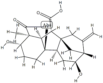 2β,4aα,6α-Trihydroxy-1β-methyl-8-methylenegibbane-1α,10β-dicarboxylic acid 1,4a-lactone Struktur