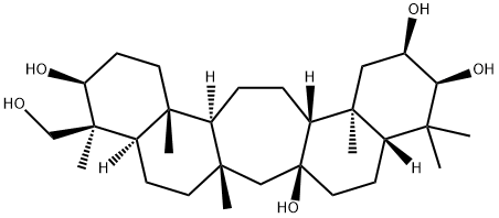 (4S)-C(14a)-Homo-27-norgammacerane-3β,14β,20β,21β,24-pentol Struktur