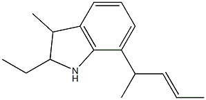 1H-Indole,2-ethyl-2,3-dihydro-3-methyl-7-(1-methyl-2-butenyl)-(9CI) Struktur