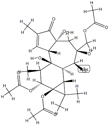 (1aR)-9β,9aα-Bis(acetyloxy)-3-(acetyloxy)methyl-2α-chloro-1,1aα,1bβ,2,3,4,4a,7aα,7bα,8,9,9a-dodecahydro-3α,4aβ,7bα-trihydroxy-1,1,6,8α-tetramethyl-5H-cyclopropa[3,4]benz[1,2-e]azulen-5-one Struktur