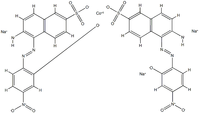 Cobaltate(3-), bis[6-amino-5-[(2-hydroxy- 4-nitrophenyl)azo]-2-naphthalenesulfonato(3-)]-, trisodium Struktur