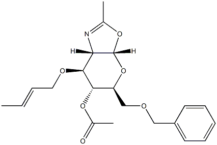 2-methyl-(2-acetamido-4-O-acetyl-6-O-benzyl-3-O-(2-butenyl)-1,2-dideoxy alpha-D-glucopyrano)(2,1-d)-2-oxazoline Struktur