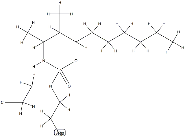 N,N-bis(2-chloroethyl)-6-hexyl-4,5-dimethyl-2-oxo-1-oxa-3-aza-2$l^{5}- phosphacyclohexan-2-amine Struktur