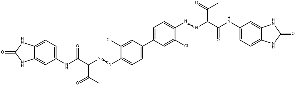 Butanamide, 2,2-(3,3-dichloro1,1-biphenyl-4,4-diyl)bis(azo)bisN-(2,3-dihydro-2-oxo-1H-benzimidazol-5-yl)-3-oxo- Struktur