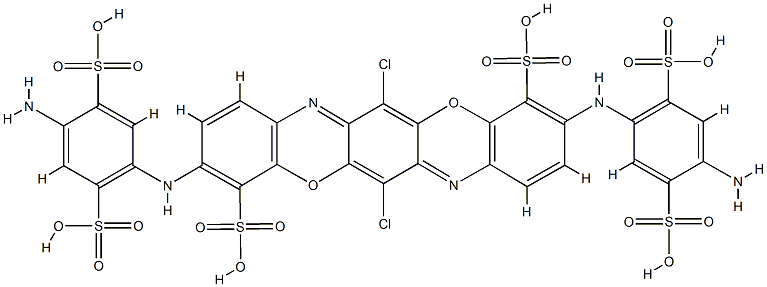 3,10-bis[(4-amino-2,5-disulphophenyl)amino]-6,13-dichlorotriphenodioxazine-4,11-disulphonic acid Struktur