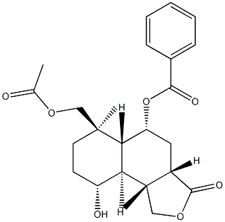 (3aS,5aS,9bS)-Dodecahydro-6α-(acetoxymethyl)-5β-(benzoyloxy)-9β-hydroxy-6,9aβ-dimethylnaphtho[1,2-c]furan-3-one Struktur