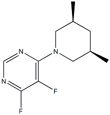 Pyrimidine,4-[(3R,5S)-3,5-dimethyl-1-piperidinyl]-5,6-difluoro-,rel-(9CI) Struktur