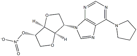 5-(6-Pyrrolidinopurin-9-yl)-5-desoxy-1.4:3.6-dianhydro-L-iditol 2-nitr ate Struktur